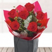 6 Red Roses with Foilage