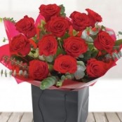 12 Red Roses with Foilage